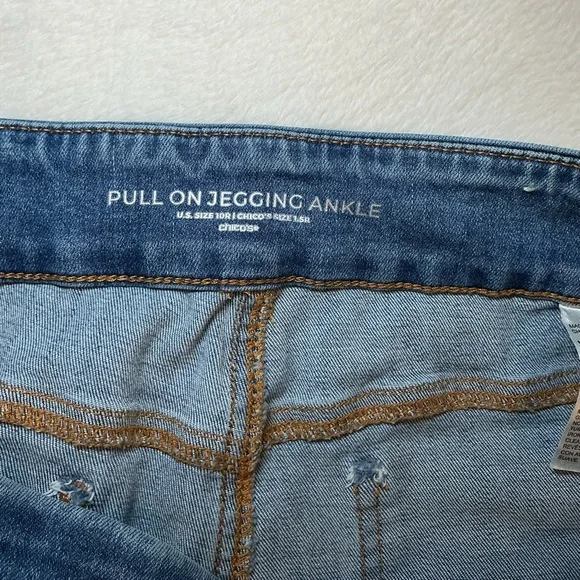 Blue Women's Jeans with Lace Hem - Picture 7 of 8